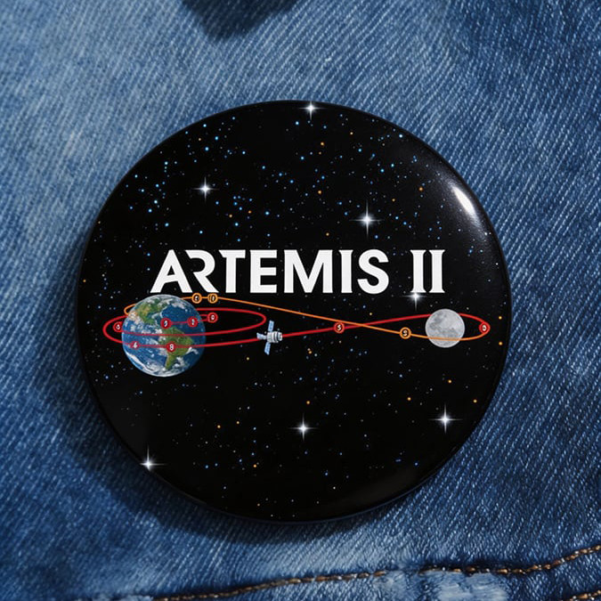 Artemis II Space Mission Galaxy Button NASA Moon Mission 2026 Merch Astrophiles Gift