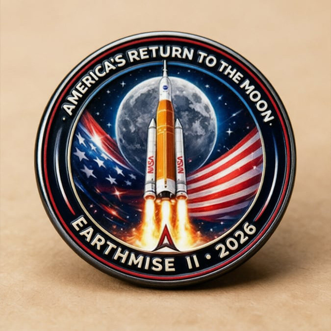Artemis II Space Mission Pin Button First Lunar Flyby 2026 Merch Astronomy Lover Gift