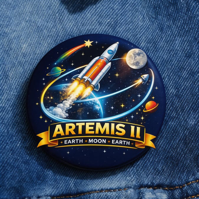 Artemis II Space Mission Pin Button First Lunar Flyby 2026 Merch Best Gift For Students