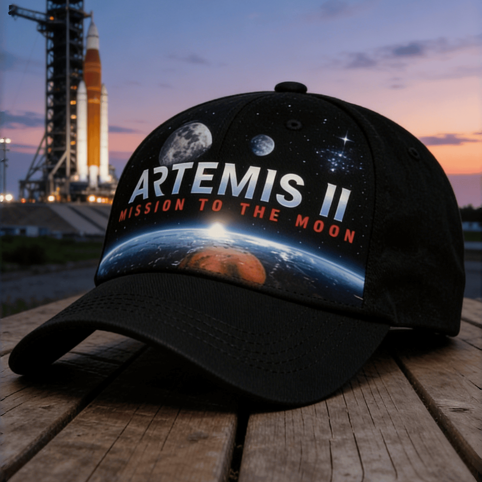 Artemis II Space Mission To The Moon Hat Modern NASA Graphic Baseball Cap Astrophiles Gift Ideas