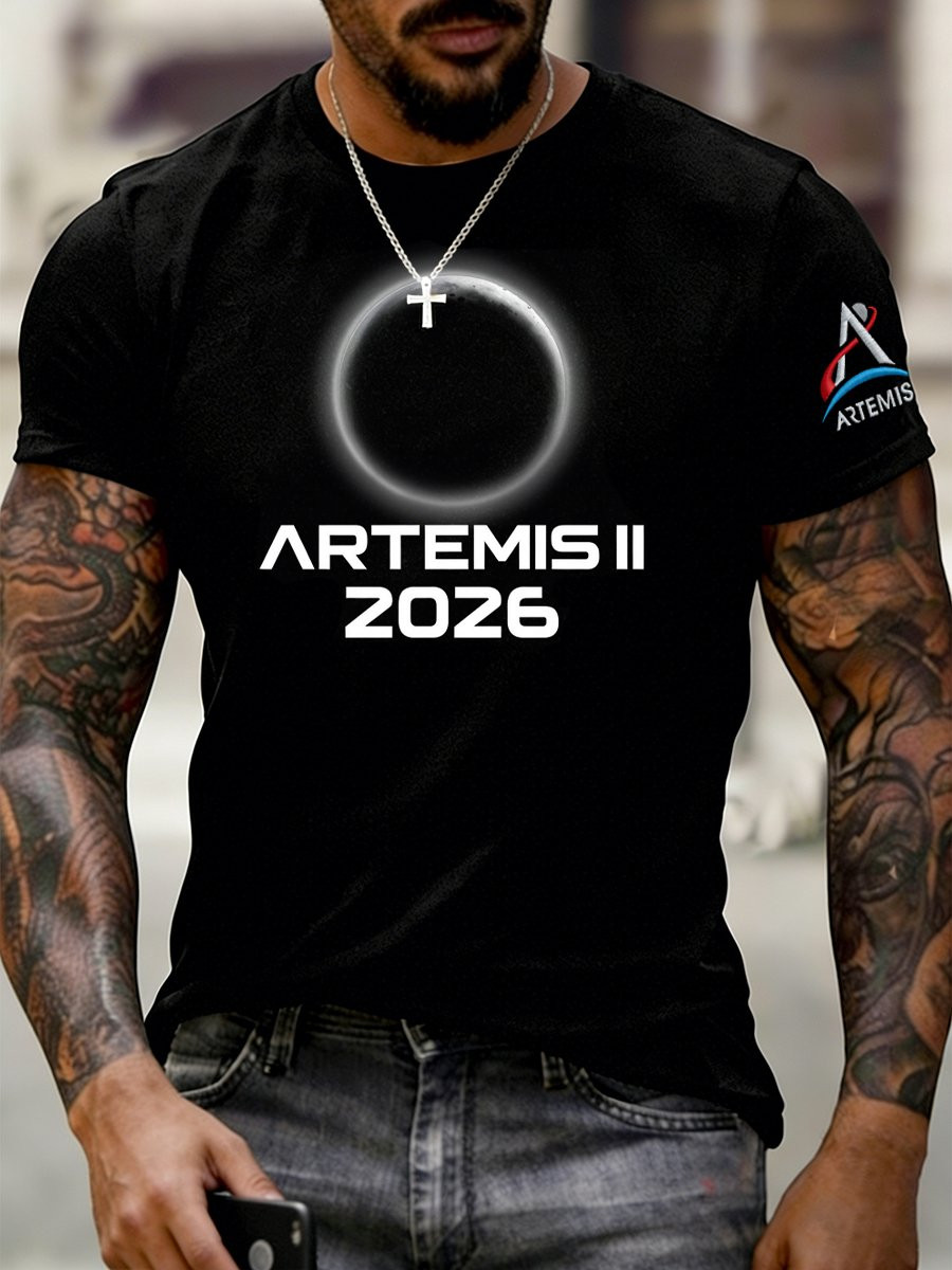 Artemis Il 2026 Logo Graphic T-Shirt Artemis 2 Mission Clothes Best Gift For Father's Day
