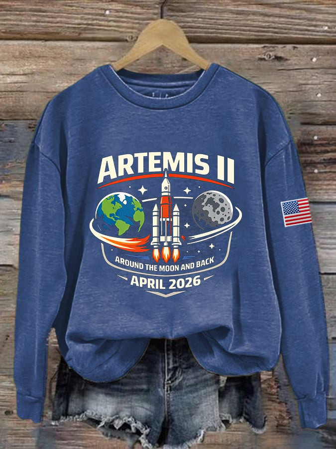 Artermis II Around The Moon And Back Sweatshirt First Lunar Flyby 2026 Apparel Gift Idea