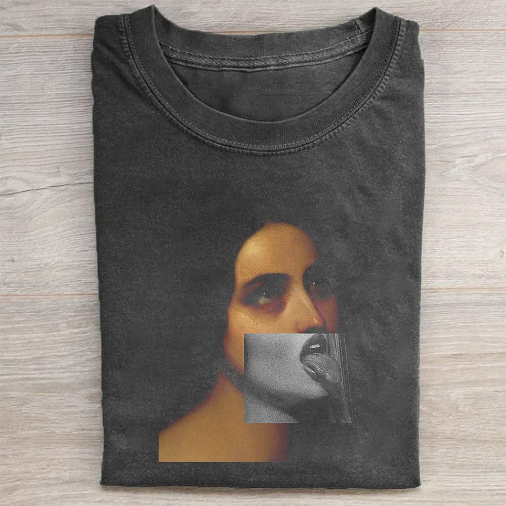 Artistic Face Design Men's Fashion Graphic T-Shirt Modern Abstract Art Tee For Men