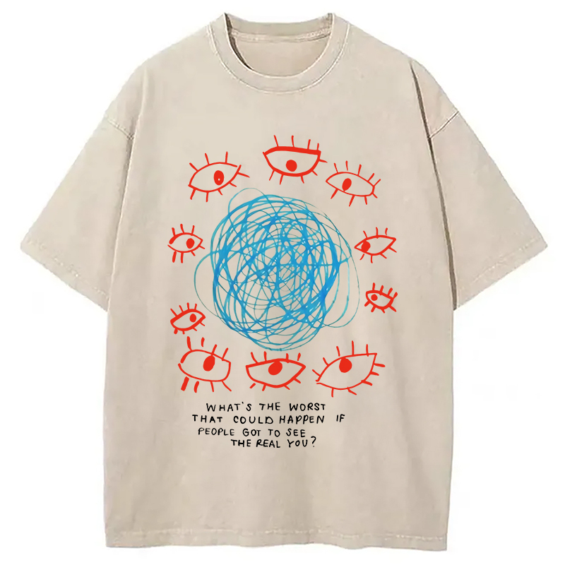 Artistic Geometric Eyes Washed T-Shirt Trendy Aesthetic Graphic Apparel Gifts For Him Artistic Geometric Eyes Washed T-Shirt Trendy Aesthetic Graphic Apparel Gifts For Him