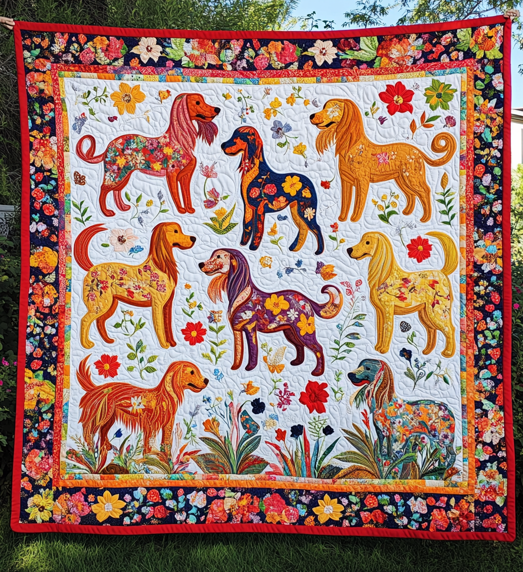 Artistic Golden Retriever Quilted Blanket Gifts For Pet Owners