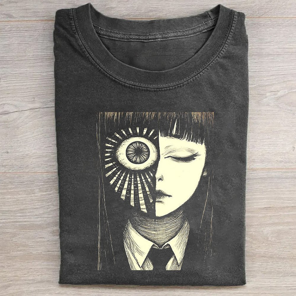 Artistic Graphic T-Shirt With Unique Sun Eye Design Cool Aesthetic Unisex Tee For Men And Women