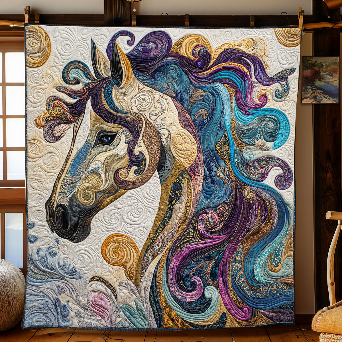 Artistic Horse Quilt Blanket King Size Blanket Christmas Gifts For Teens