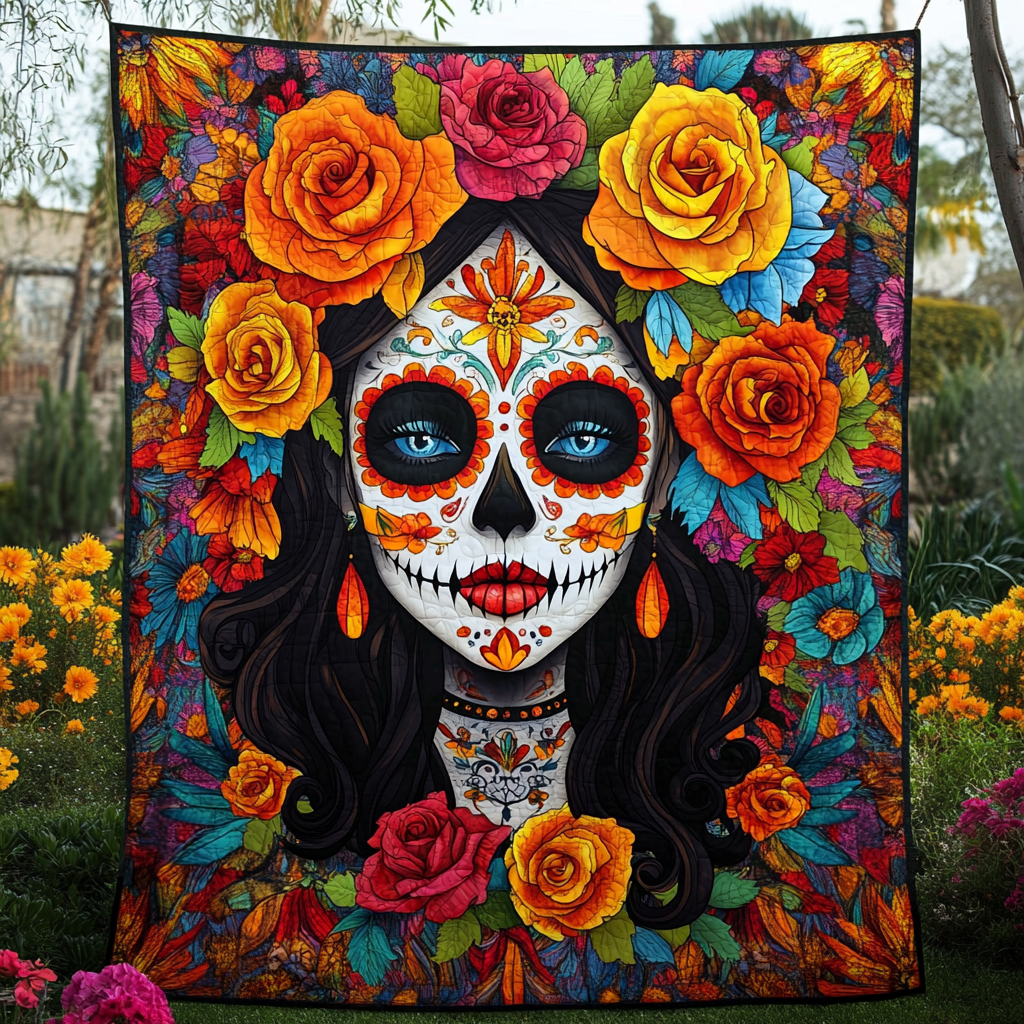 Artistic La Catrina Quilted Blanket Skull Gifts For Her