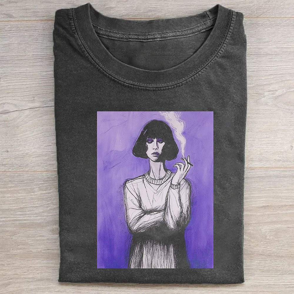 Artistic Purple Portrait Graphic T-Shirt Creative Abstract Art Tee For Men And Women