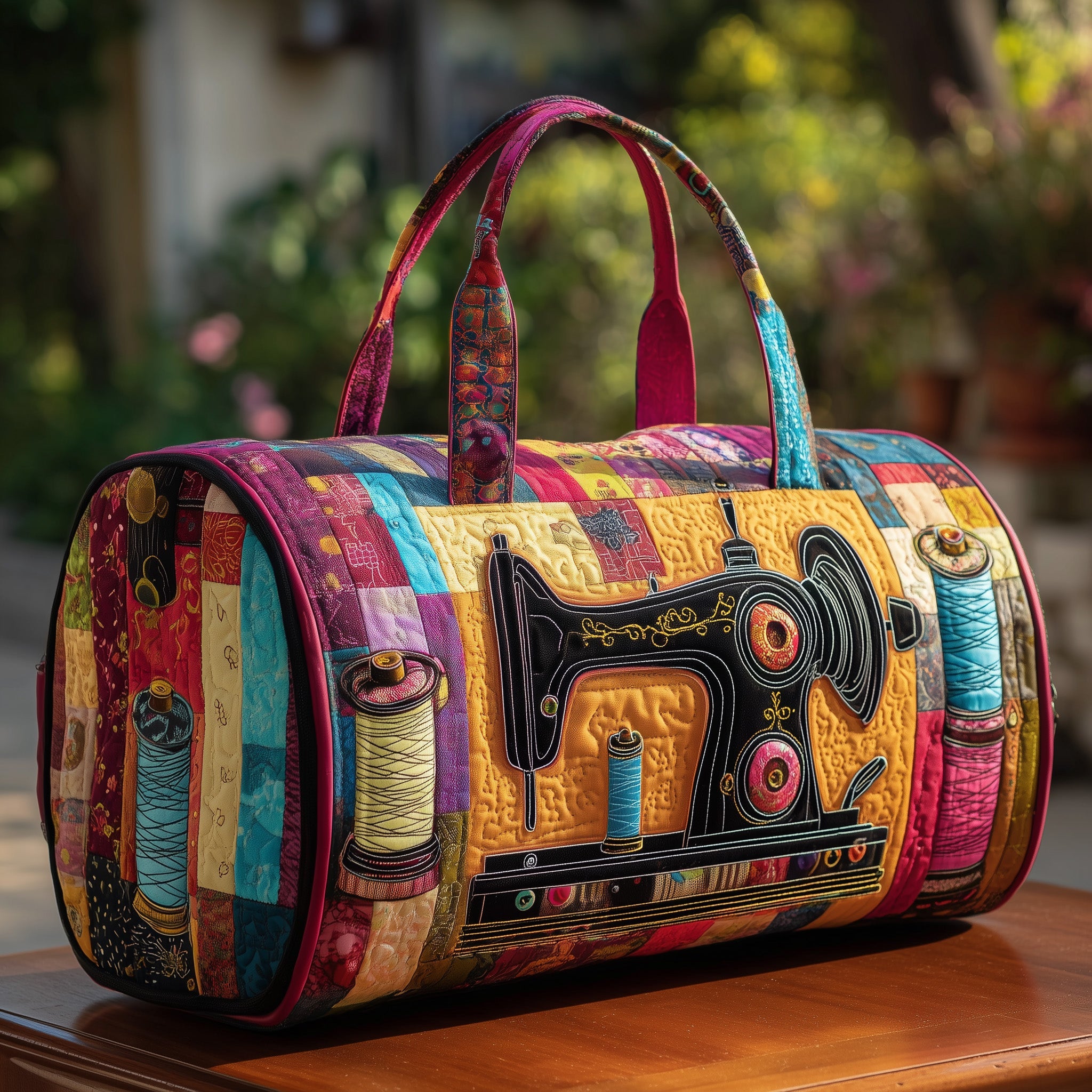 Artistic Sewing Machine Quilted Duffle Bag Christmas Gift Idea