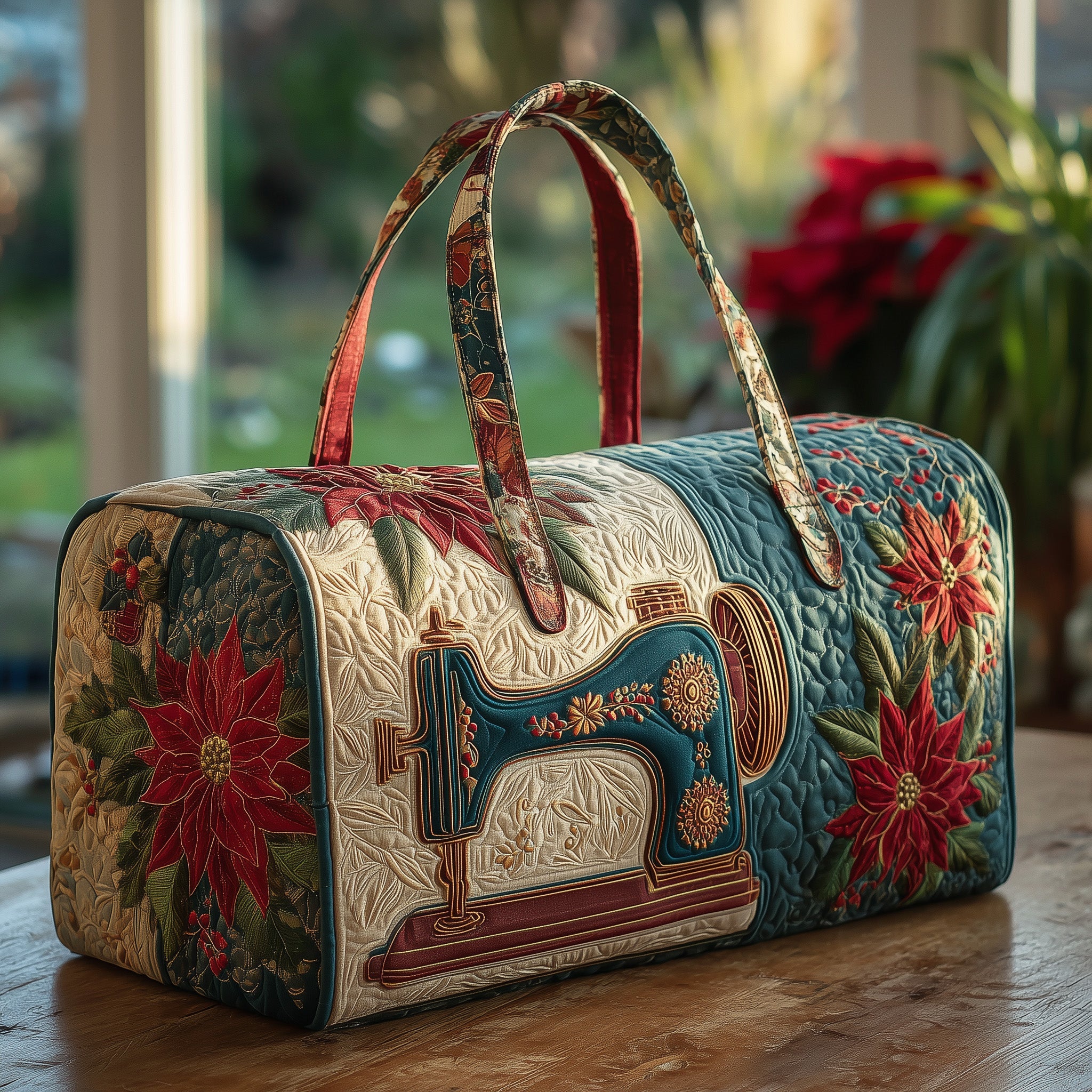 Artistic Sewing Machine Quilted Duffle Bag Compact And Spacious