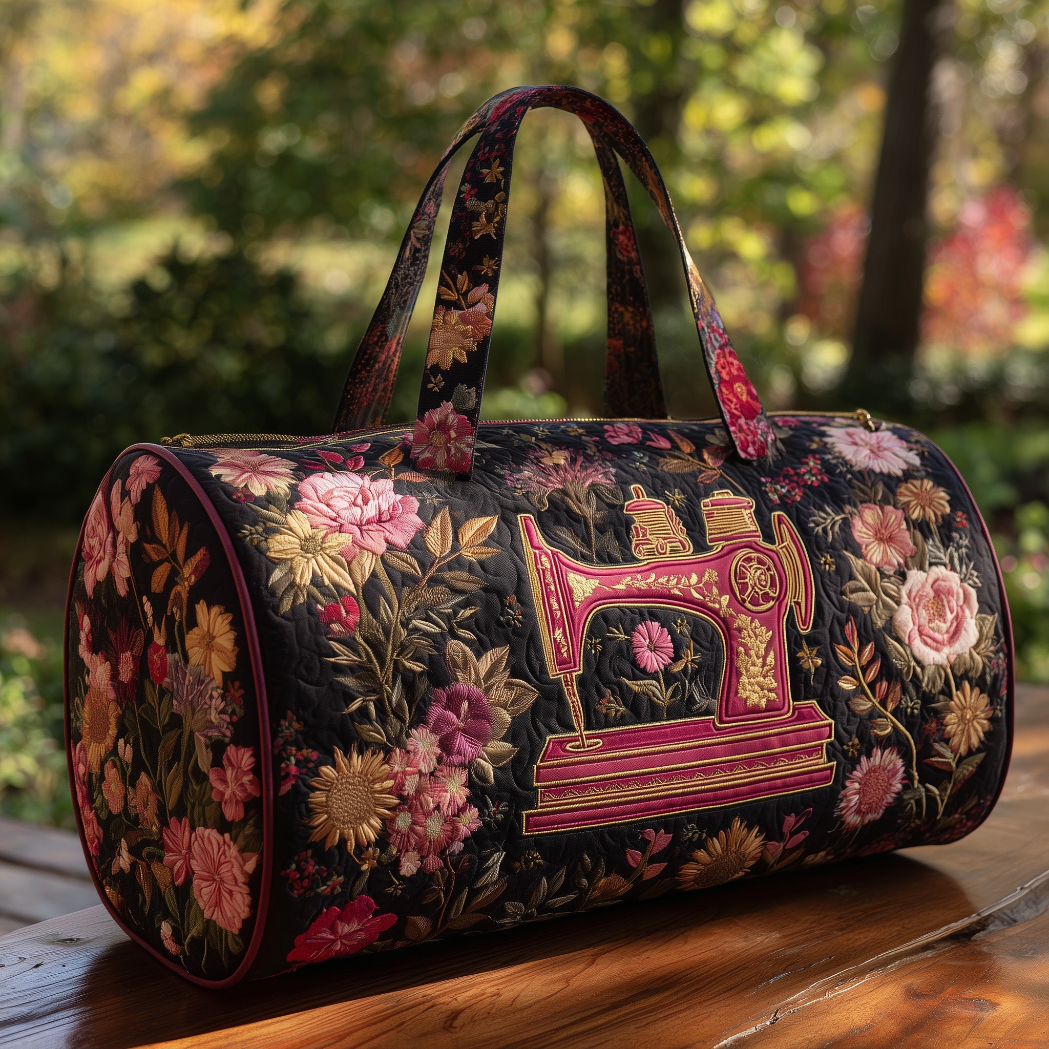 Artistic Sewing Machine Quilted Duffle Bag Durable And Lightweight