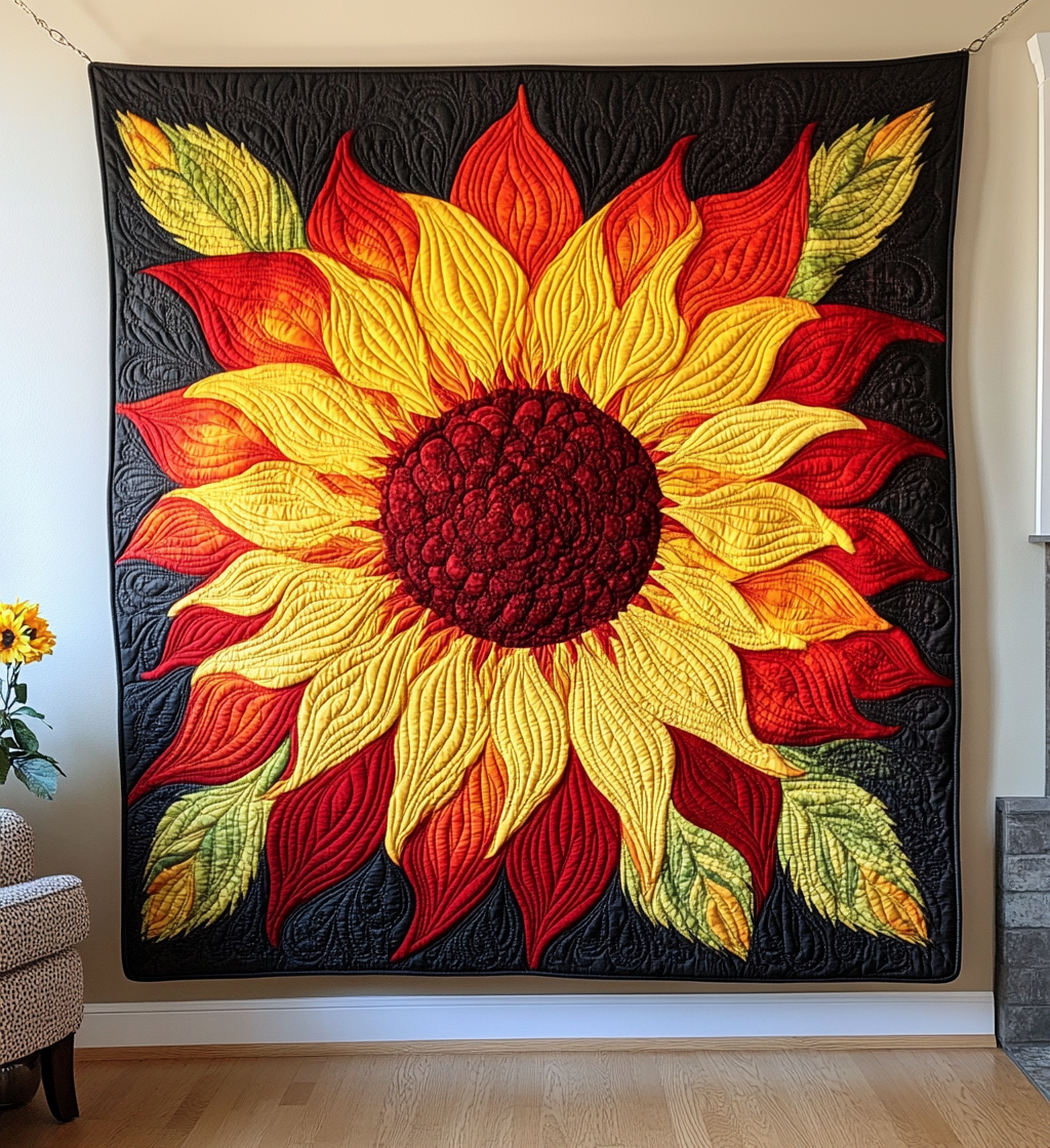 Artistic Sunflower Quilted Blanket Gifts For Sunflower Lovers