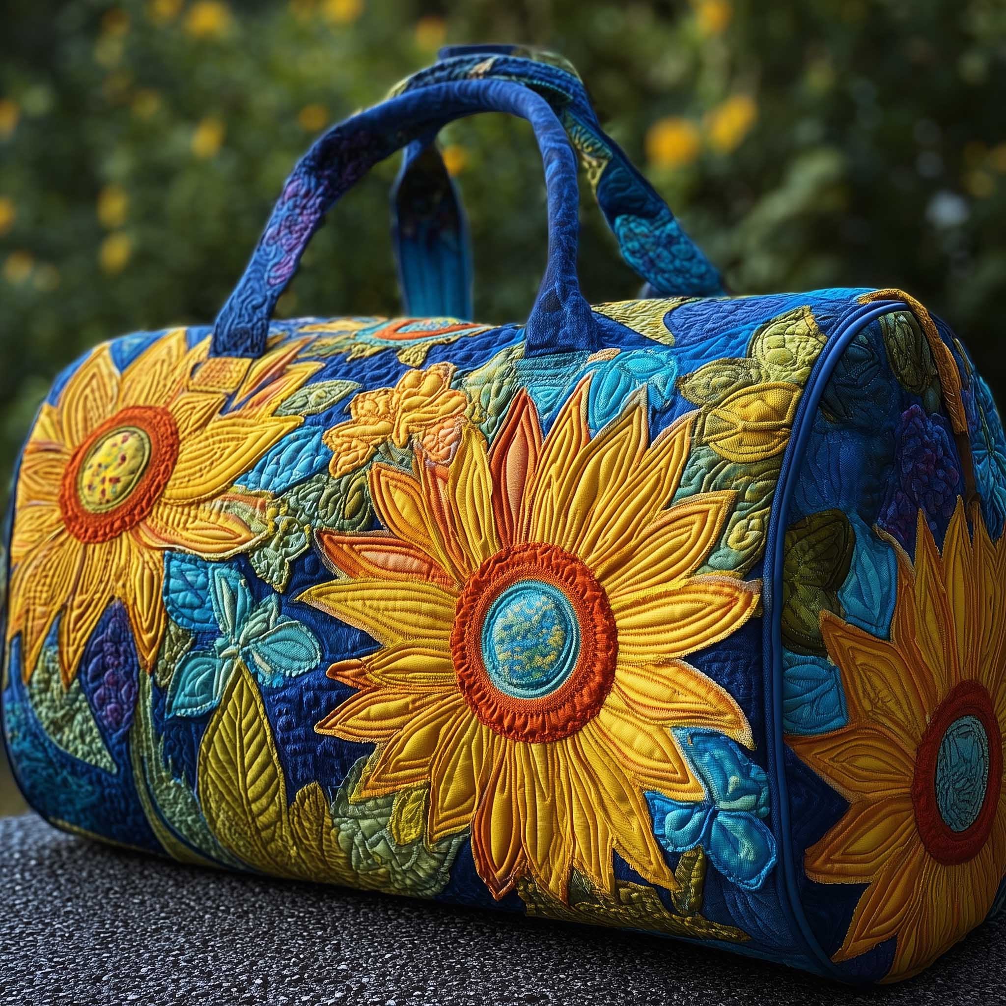 Artistic Sunflower Quilted Duffle Bag Holiday Gift Idea