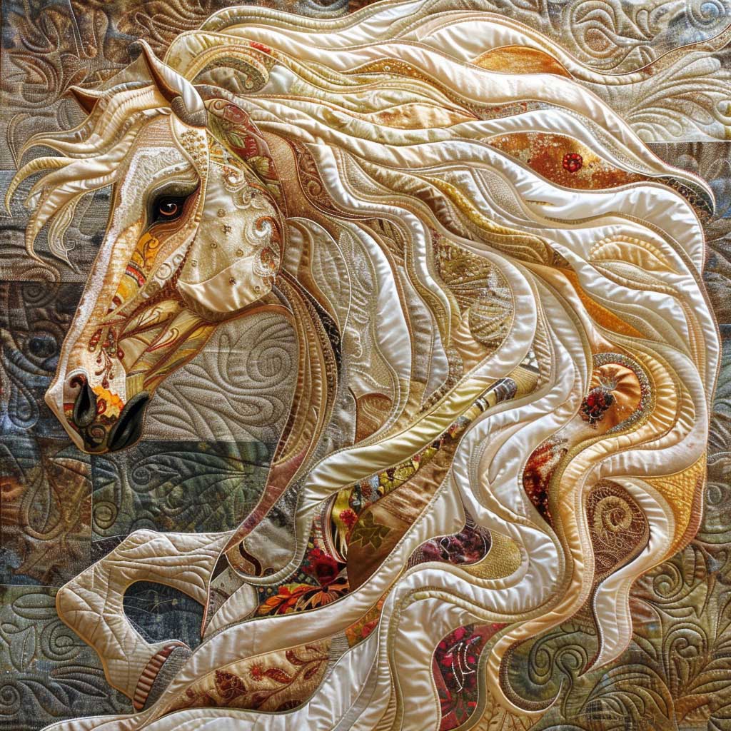 Artistic White Mane's Horse Quilt Blanket Throws For Couch Good Xmas Gifts For Her