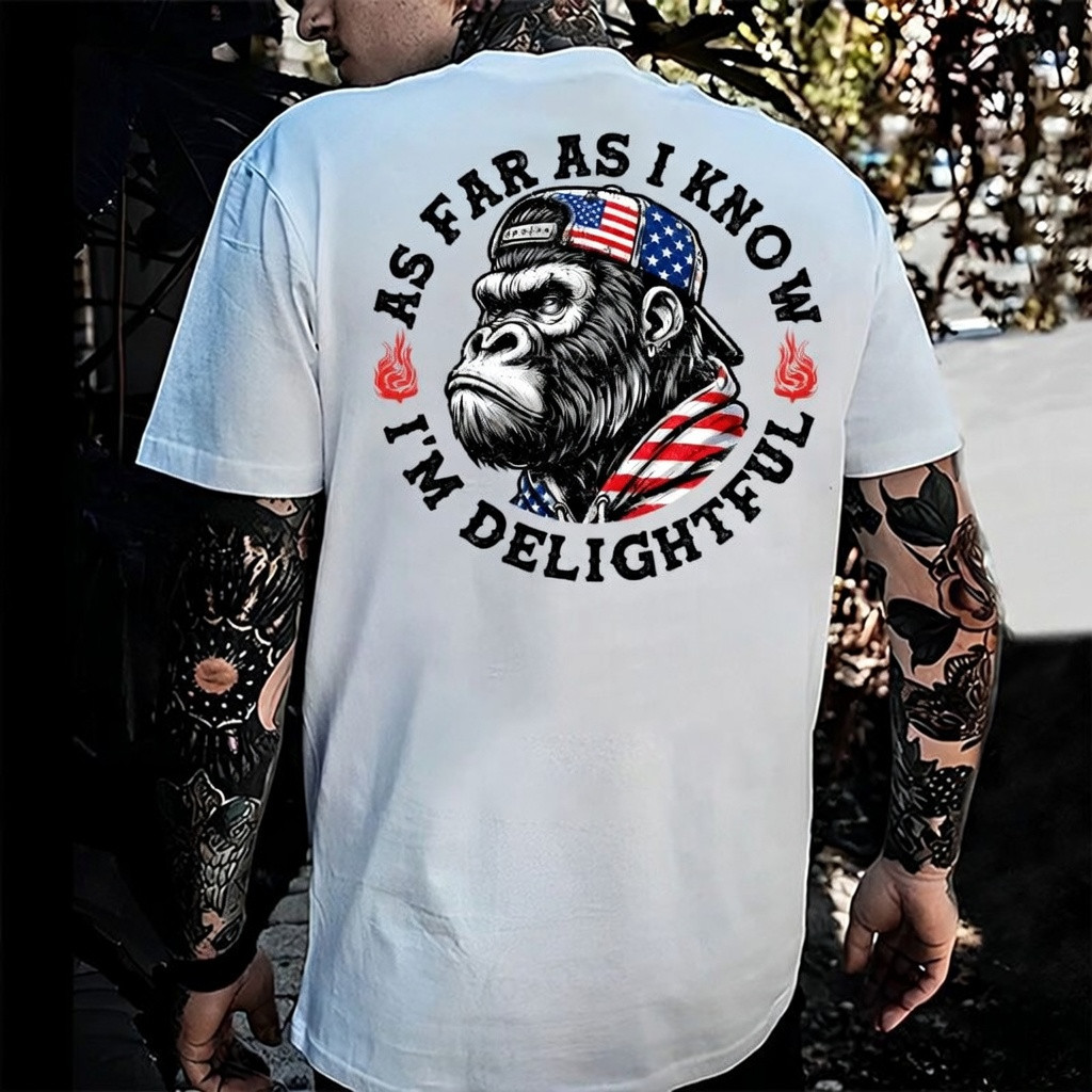 As Far As I Know I'm Delightful T-Shirt American Flag Patriotic Clothing Gift For Him