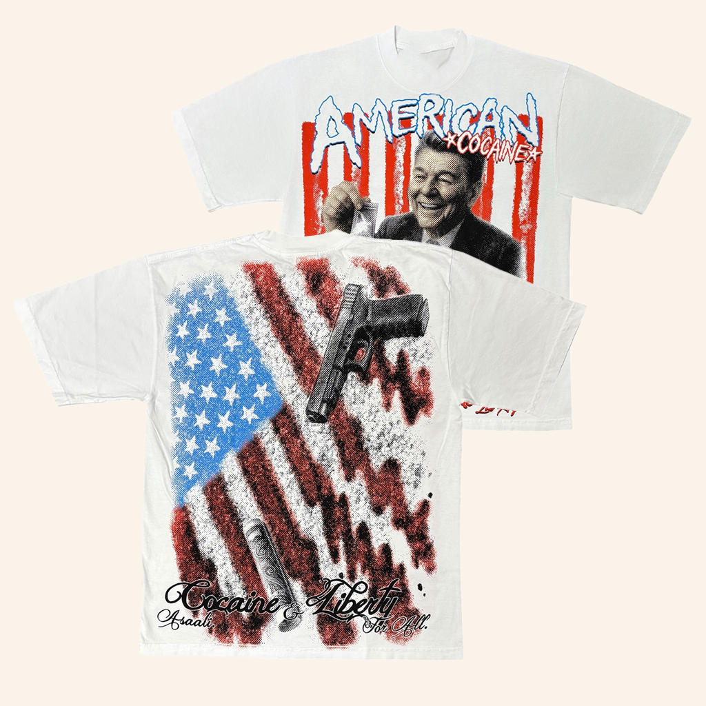 Asaali Merch American Cocaine T-Shirt Ronald Reagan Shirt Gifts For Friends