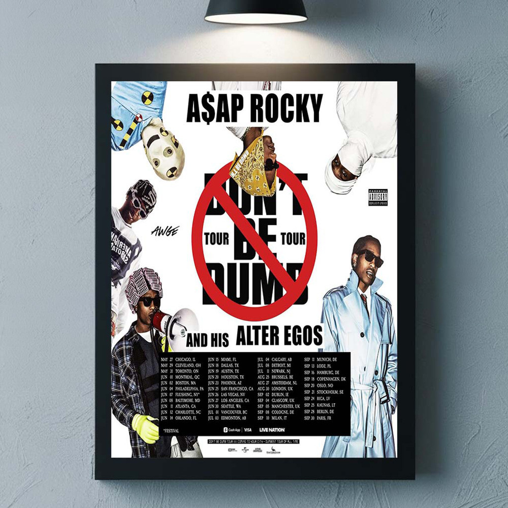 Asap Rocky Don't Be Dumb Tour 2026 North America UK And Europe Schedule Dates Poster Fan Gift