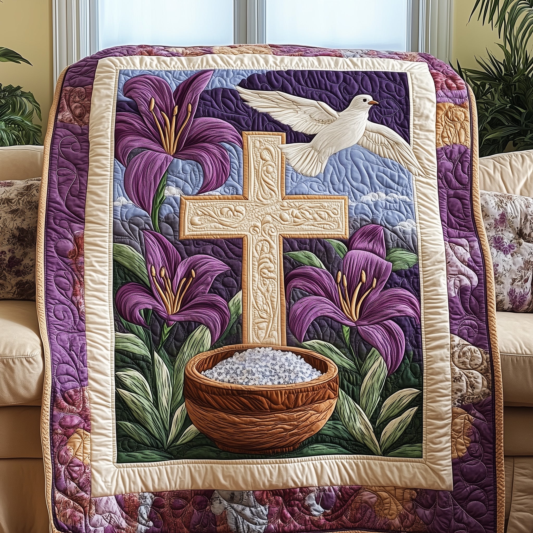 Ash Wednesday Christian Cross Faith Quilted Blanket Religious Easter Church Christian Faith Gifts