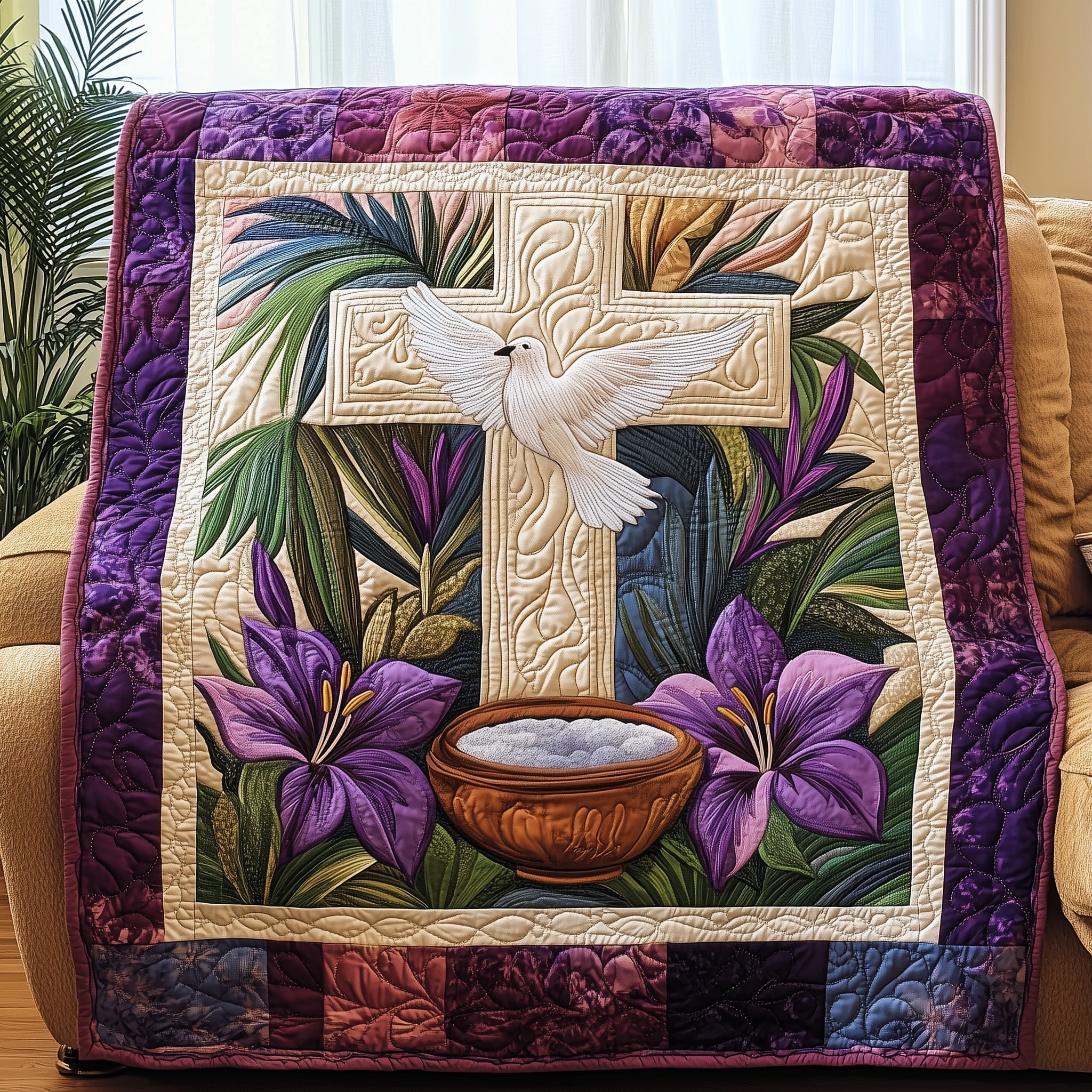 Ash Wednesday Christian Cross Hope Quilted Blanket Christian Lenten Gift Christian Faith Gifts