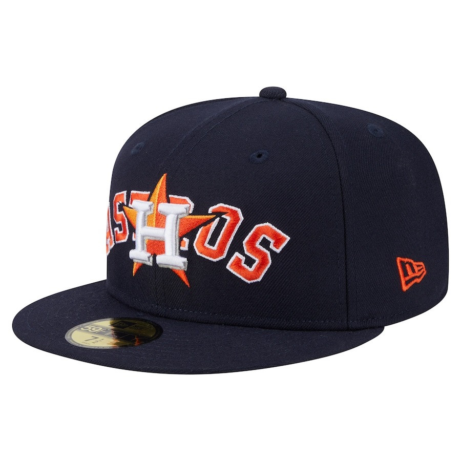 AsHos Houston Astros Overlap Hat MLB New Era Houston Astros Vulgar 59FIFTY Fitted Hat