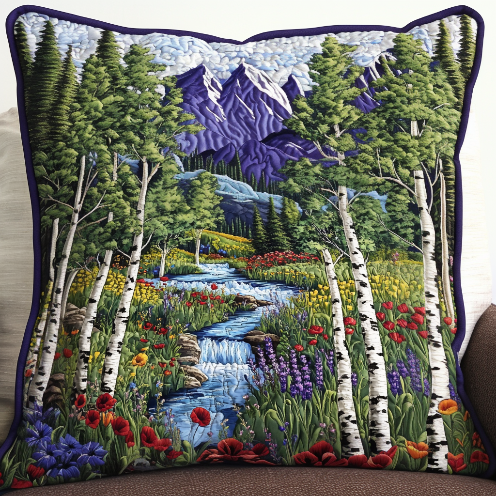 Aspen Wildflowers Path Quilted Pillow Case Throw Pillow Case Covers Best Gifts For Nature Lovers