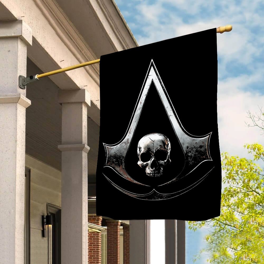 Assassin's Creed Skull Logo Flag Iconic Game Symbol Yard Sign Gifts For Home
