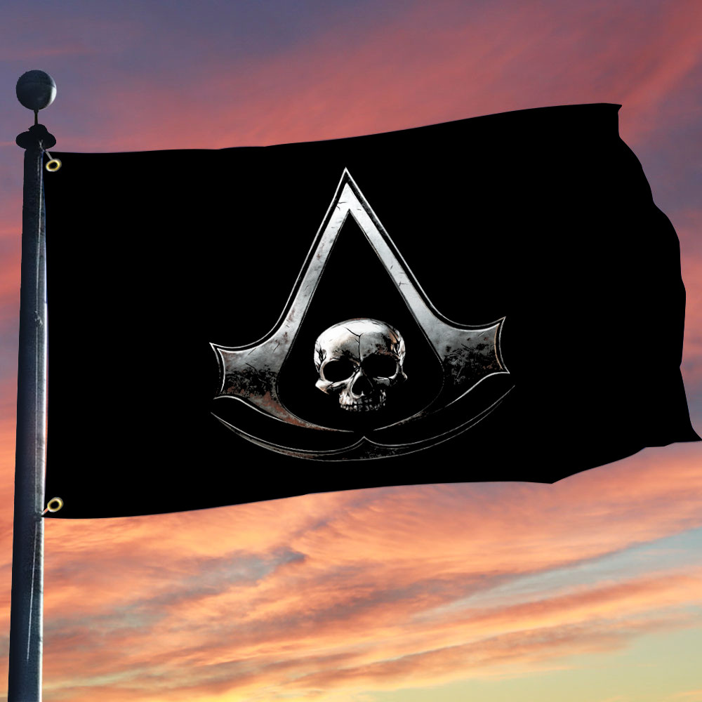 Assassin's Creed Skull Logo Flag Pirate And Symbol Yard Sign Gift Ideas For Outdoor