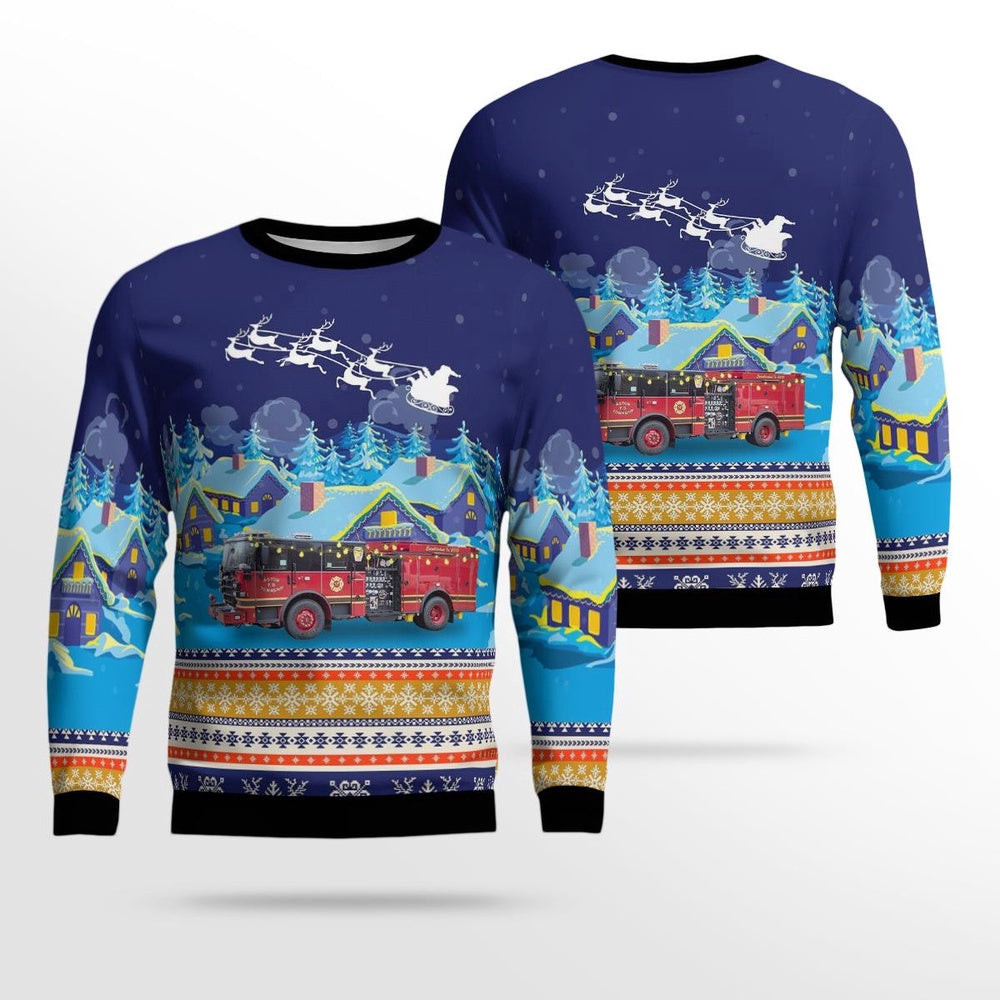 Aston Pennsylvania Aston Township Fire Department AOP Ugly Sweater Xmas Unisex Sweater Christmas Gifts for Men Women