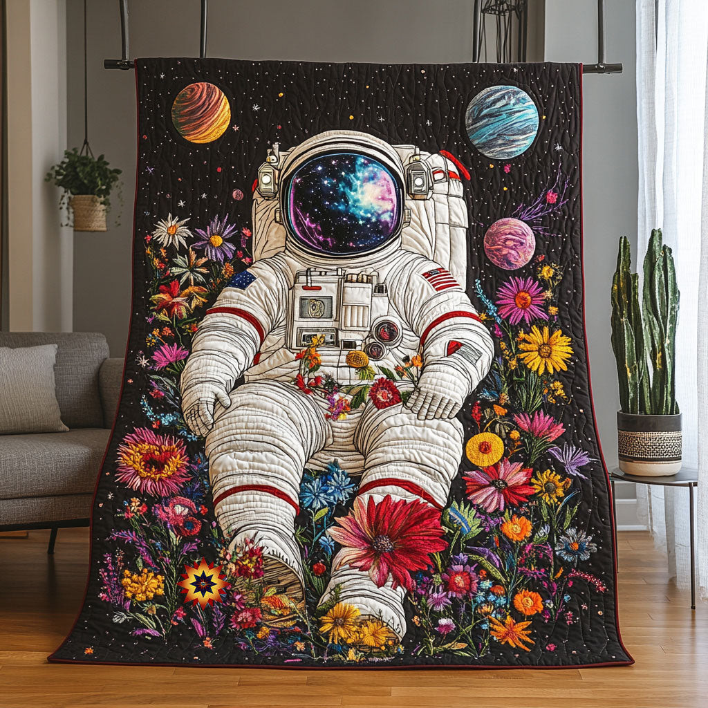 Astronaut Blooming Galaxy Holiday Christmas Quilt Blanket Brother In Law Xmas Gifts