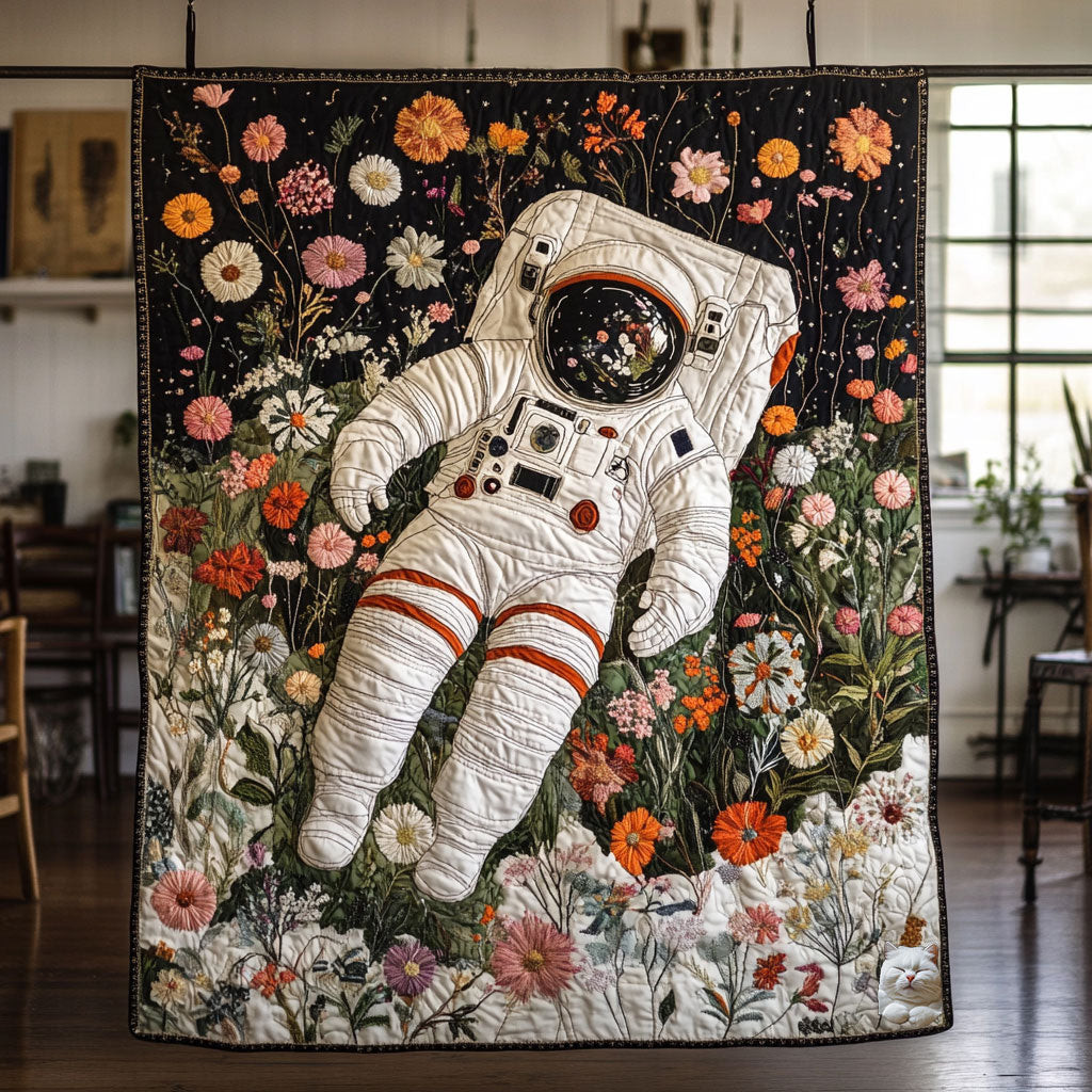 Astronaut Blooming Galaxy Holiday Christmas Quilt Blanket Christmas Gifts For Adult Brother
