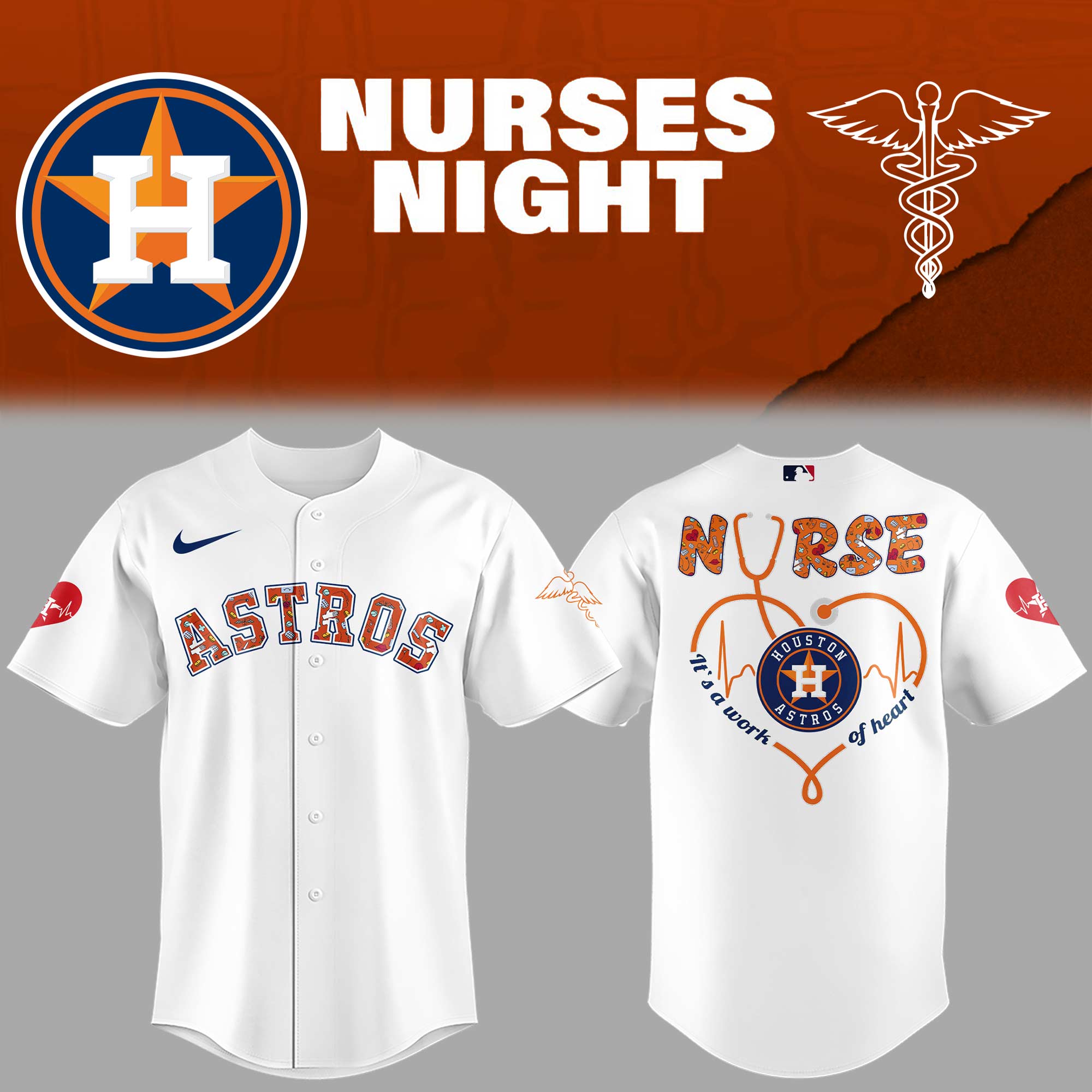 Astros x Nurses Appreciation Night Jersey Gifts For Baseball Players Baseball Father's Day Gifts