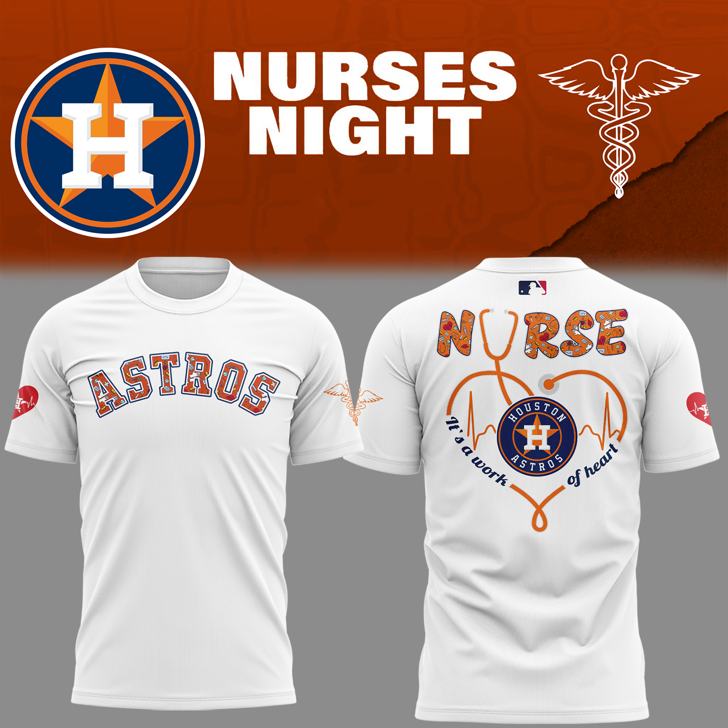 Astros x Nurses Appreciation Night T-Shirt Gifts For Baseball Players Baseball Coach Gift Ideas