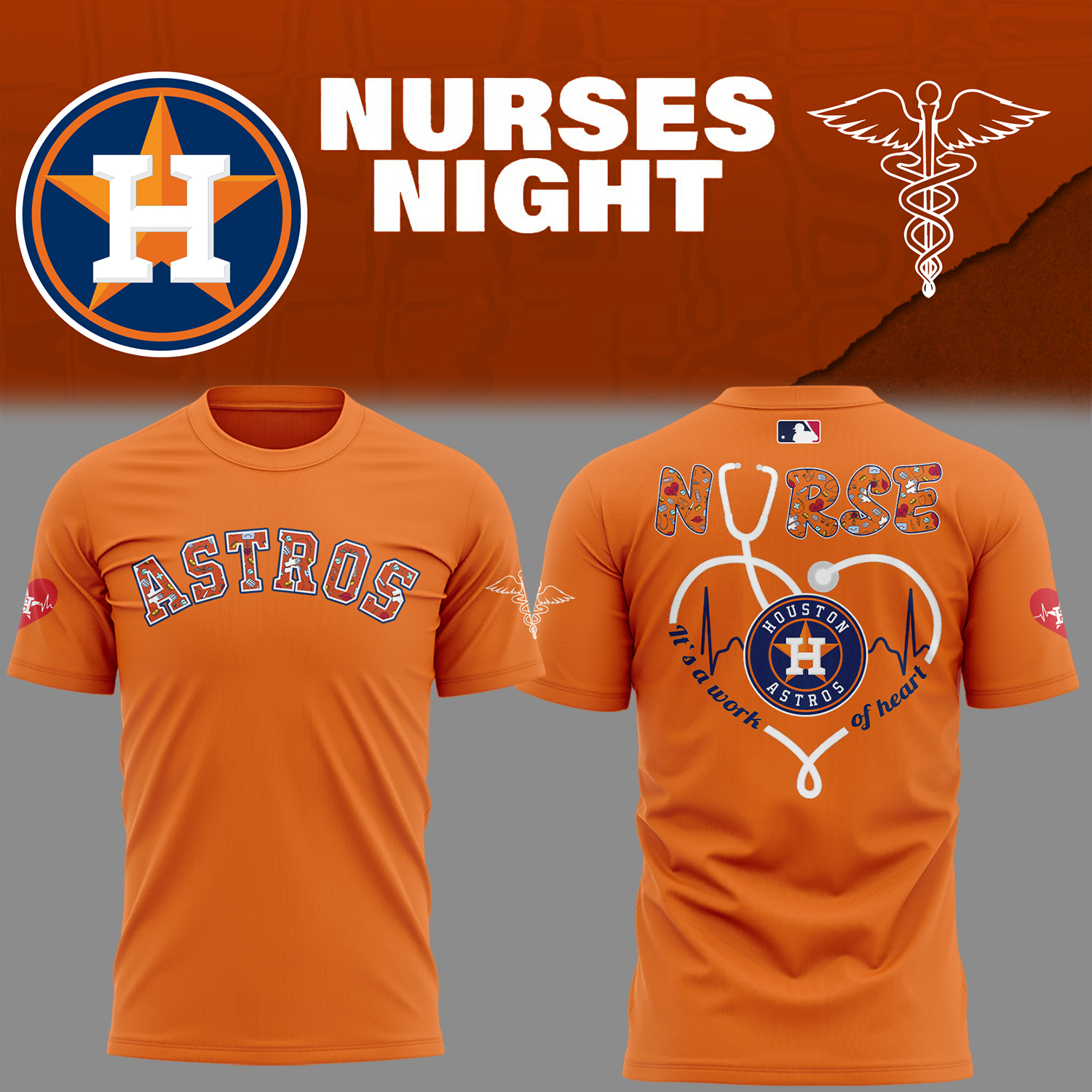Astros x Nurses Appreciation Night T-Shirt Gifts For Baseball Players Baseball Gifts Ideas