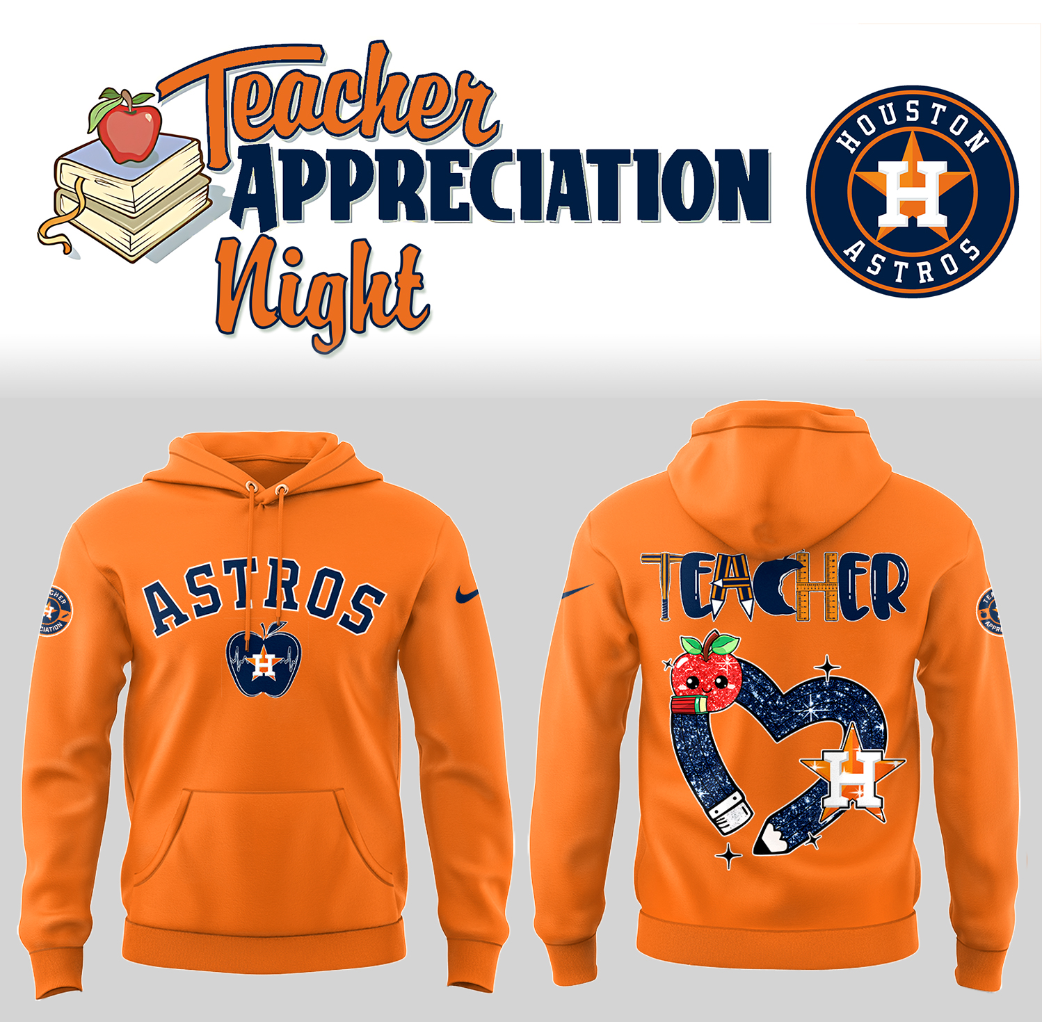 Astros x Teacher Appreciation Night Hoodie Gifts For Baseball Players Baseball Coach Gift Ideas
