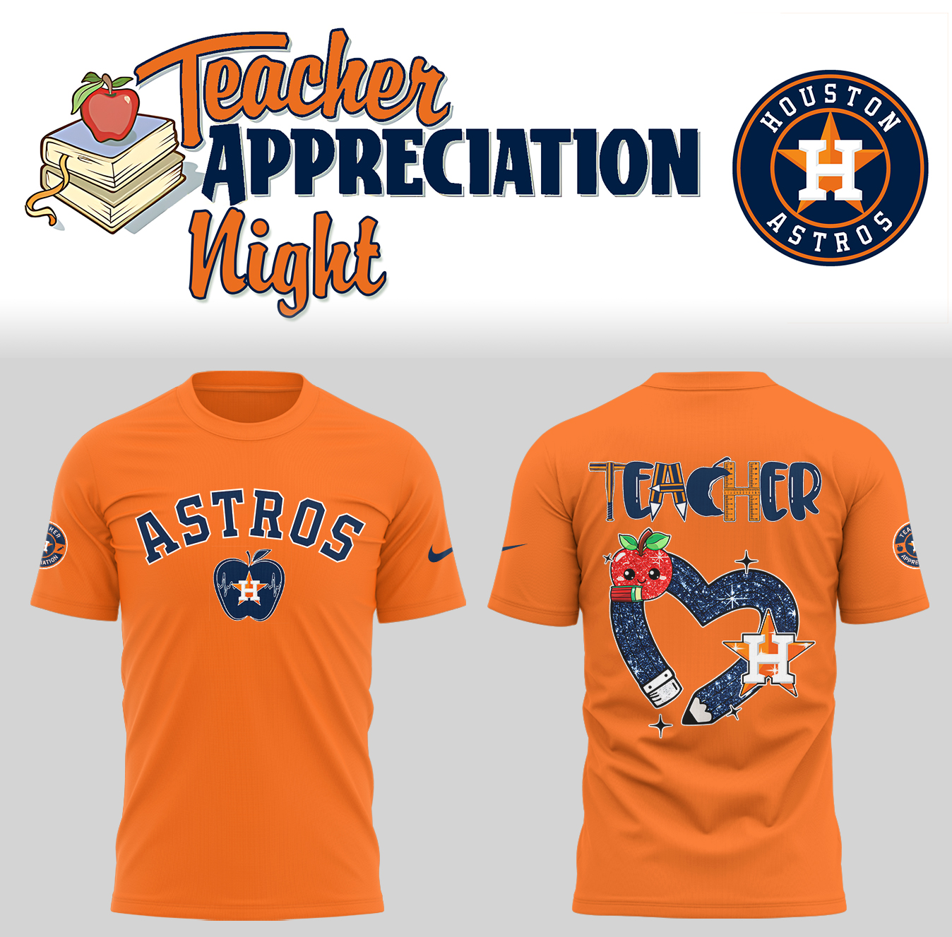 Astros x Teacher Appreciation Night T-Shirt Gifts For Baseball Players Baseball Fan Gifts