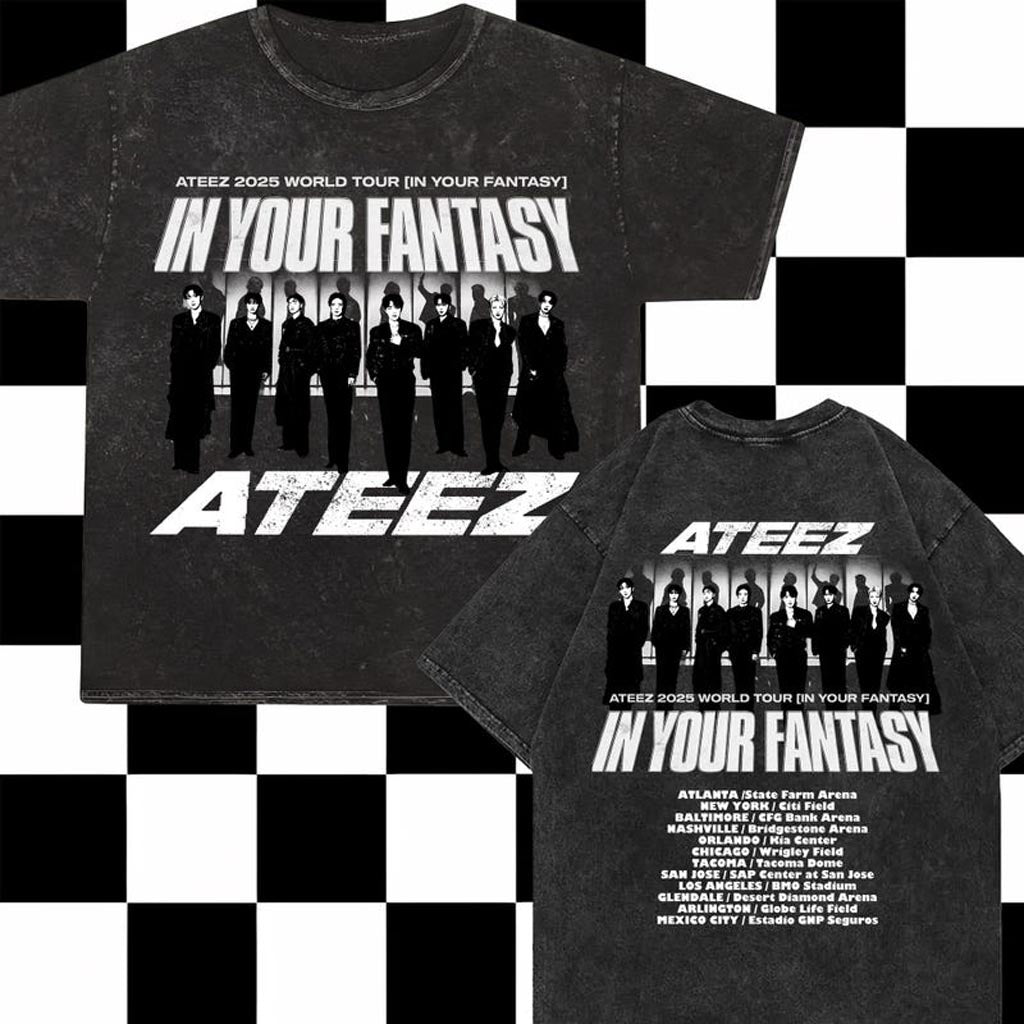Ateez 2025 World Tour In Your Fantasy Mineral Wash Shirt Ateez In Your Fantasy In North T-Shirt Ateez 2025 World Tour In Your Fantasy Mineral Wash Shirt Ateez In Your Fantasy In North T-Shirt
