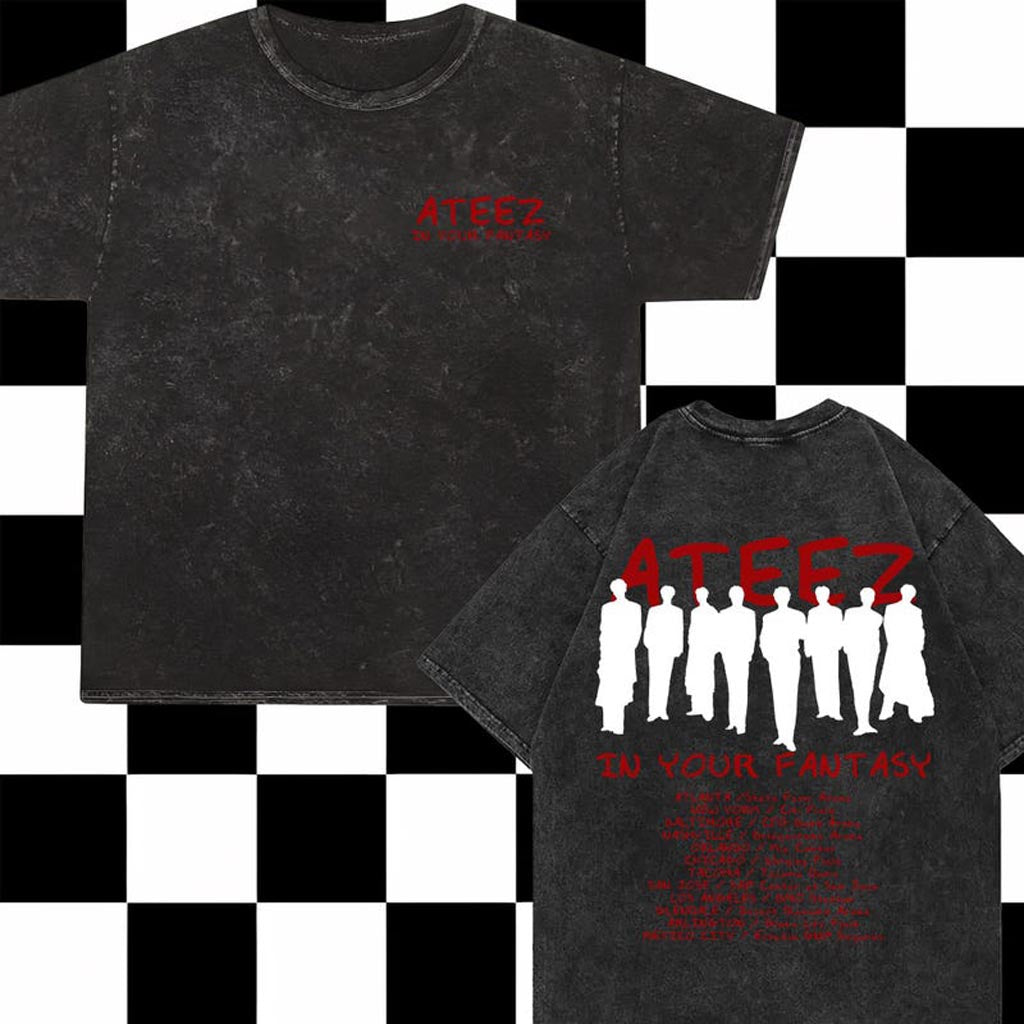 Ateez 2025 World Tour In Your Fantasy Mineral Wash Shirt Ateez World Tour 2025 In North T-Shirt