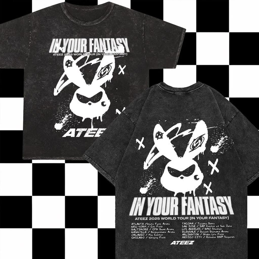 Ateez 2025 World Tour in Your Fantasy Mineral Wash T-Shirt Ateez World Tour 2025 In North Shirt Ateez 2025 World Tour in Your Fantasy Mineral Wash T-Shirt Ateez World Tour 2025 In North Shirt