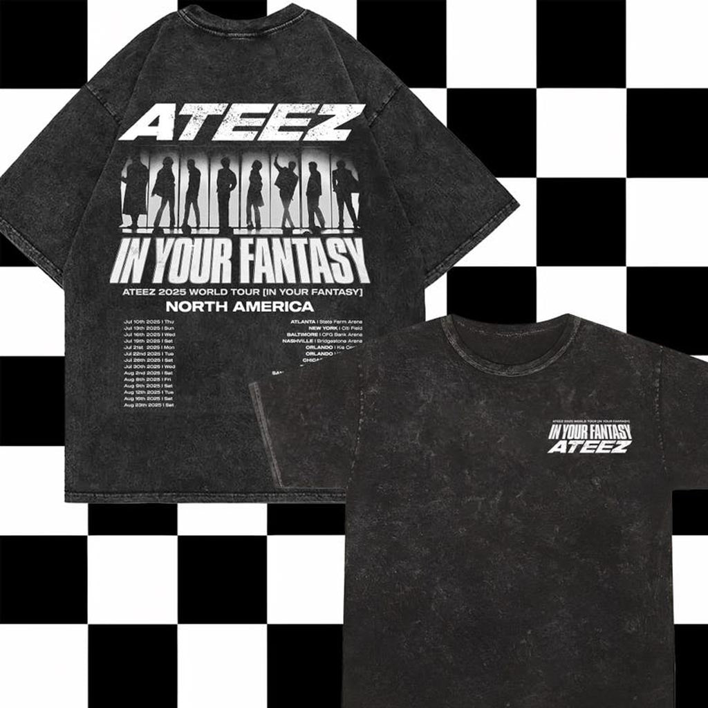 Ateez 2025 World Tour In Your Fantasy Mineral Washed T-Shirt Ateez World Tour 2025 In North Shirt Ateez 2025 World Tour In Your Fantasy Mineral Washed T-Shirt Ateez World Tour 2025 In North Shirt