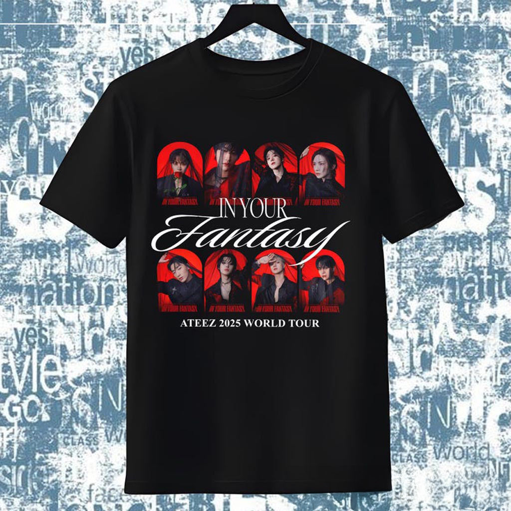 Ateez 2025 World Tour In Your Fantasy T-Shirt Ateez World Tour 2025 Shirt ATEEZ Golden Hour Ateez 2025 World Tour In Your Fantasy T-Shirt Ateez World Tour 2025 Shirt ATEEZ Golden Hour