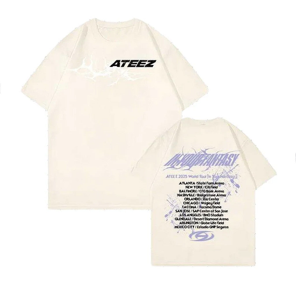 Ateez Merch 2025 ATEEZ In Your Fantasy World Tour North America Retro T-Shirt Friends Gifts