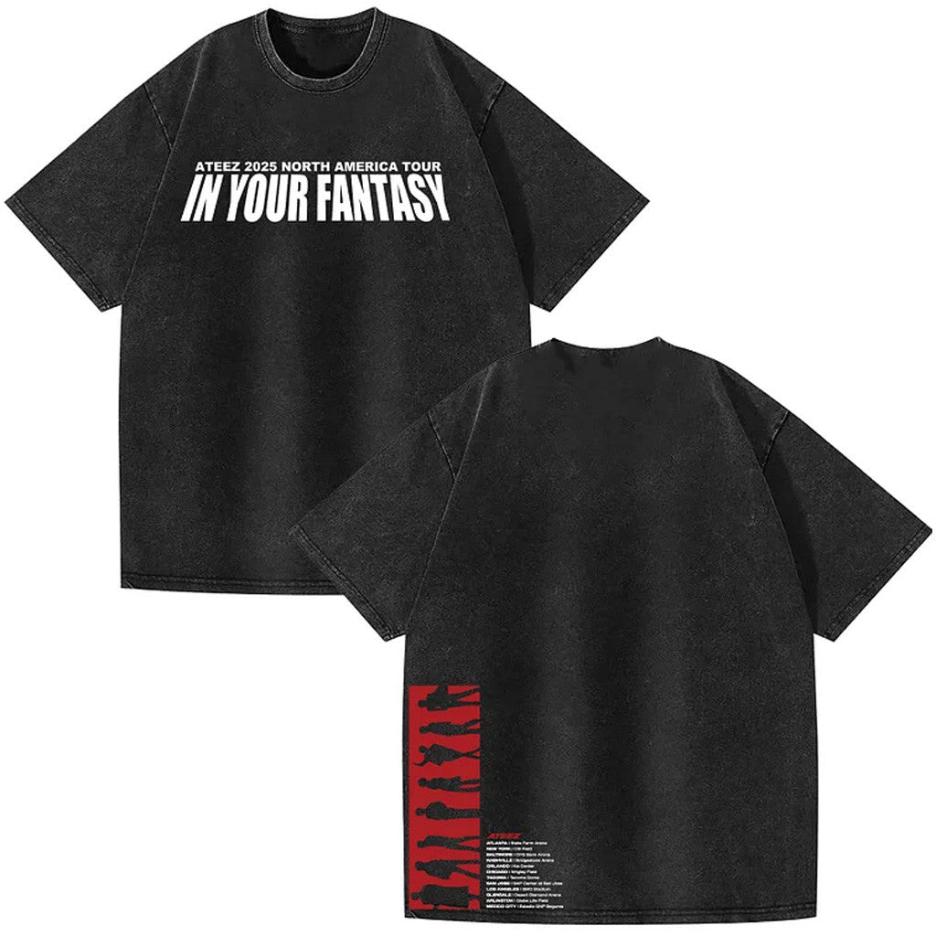 Ateez Merch 2025 ATEEZ In Your Fantasy World Tour North America Washed T-Shirt Husband Gifts Ateez Merch 2025 ATEEZ In Your Fantasy World Tour North America Washed T-Shirt Husband Gifts