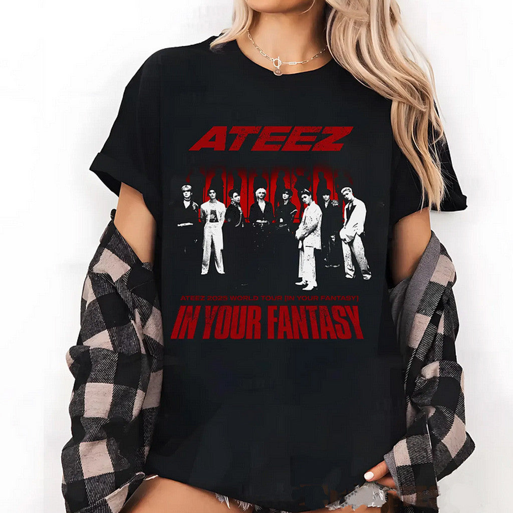 Ateez Merch 2025 World Tour In Your Fantasy Tour Photo T-Shirt Best Gifts For Wife