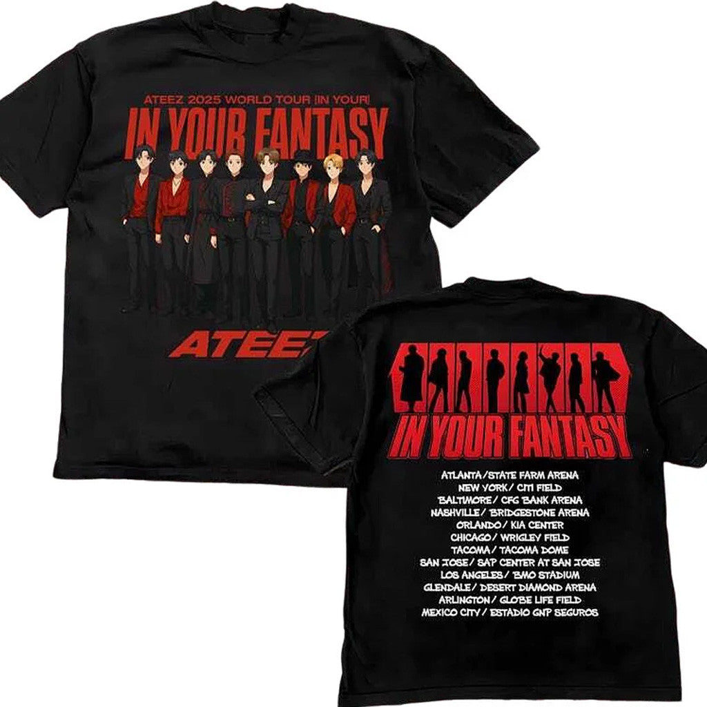 Ateez Merch Ateez 2025 World Tour in Your Fantasy Cartoon Cute T-Shirt Gifts For Fans Ateez Merch Ateez 2025 World Tour in Your Fantasy Cartoon Cute T-Shirt Gifts For Fans
