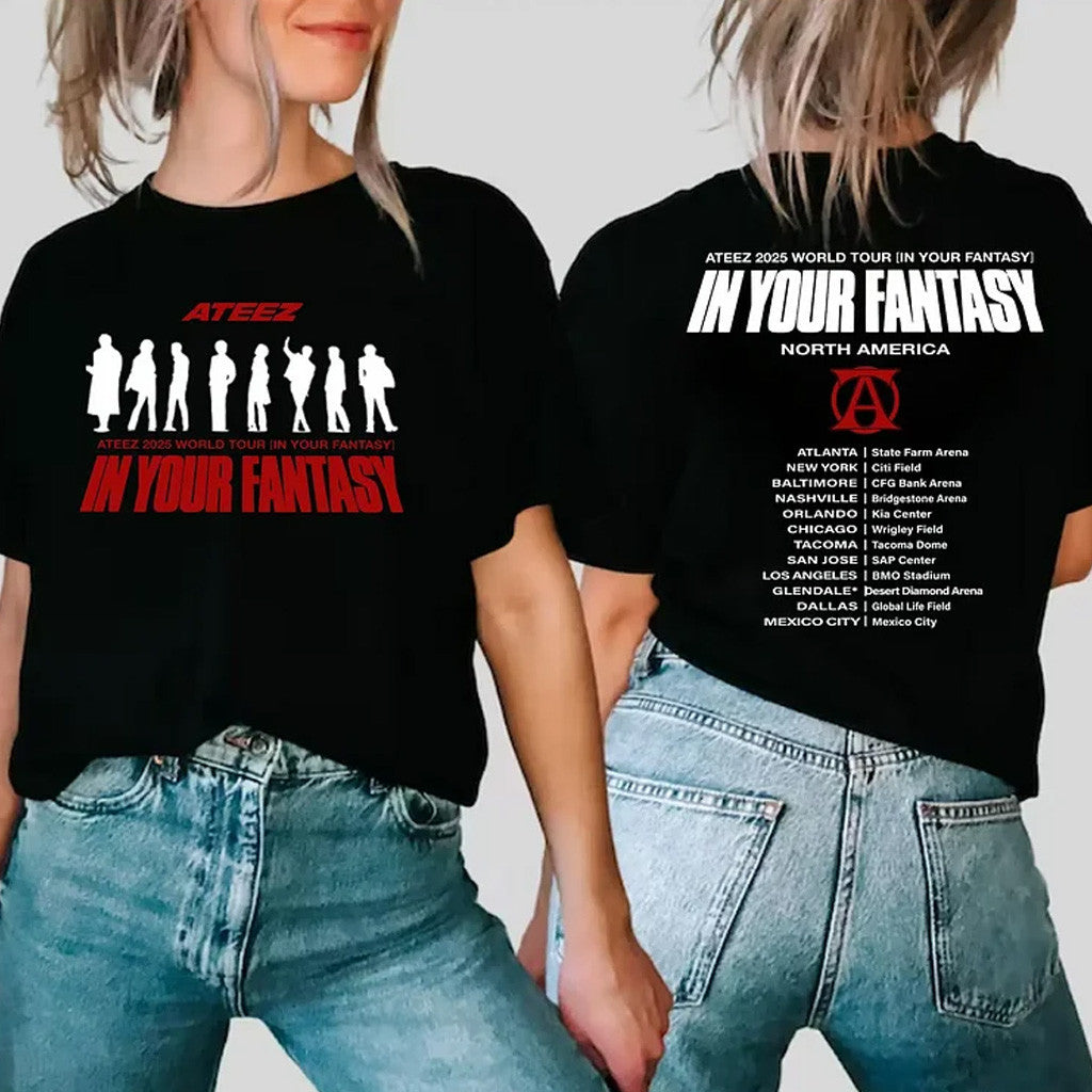 Ateez Merch Ateez 2025 World Tour in Your Fantasy North America Tour T-Shirt Fan Merch Ateez Merch Ateez 2025 World Tour in Your Fantasy North America Tour T-Shirt Fan Merch