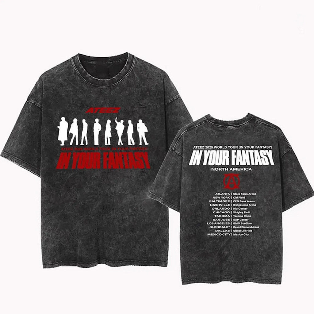 Ateez Merch Ateez 2025 World Tour in Your Fantasy North America Tour Wash T-Shirt Gifts For Daughter Ateez Merch Ateez 2025 World Tour in Your Fantasy North America Tour Wash T-Shirt Gifts For Daughter