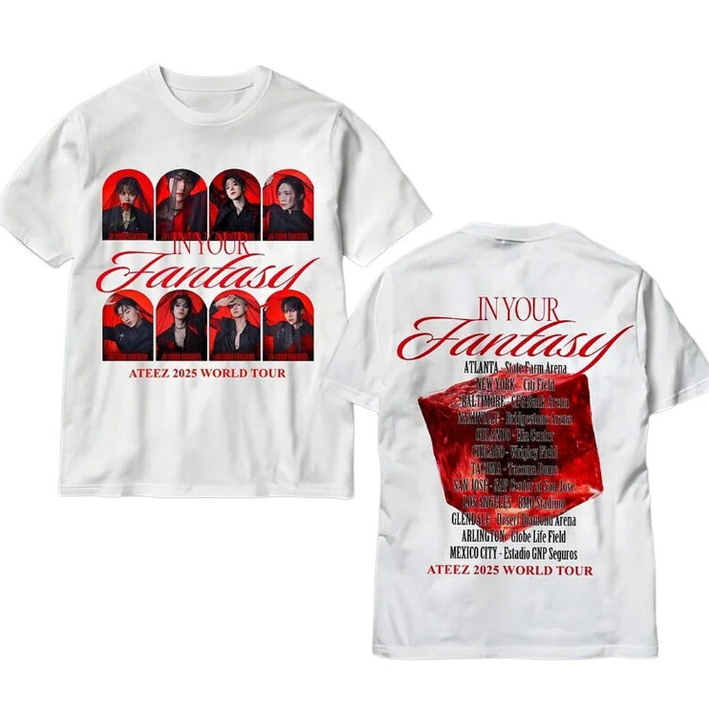 Ateez Merch Ateez 2025 World US Tour 'In Your Fantasy' Concept Photo T-Shirt White Fans Gift Ateez Merch Ateez 2025 World US Tour 'In Your Fantasy' Concept Photo T-Shirt White Fans Gift
