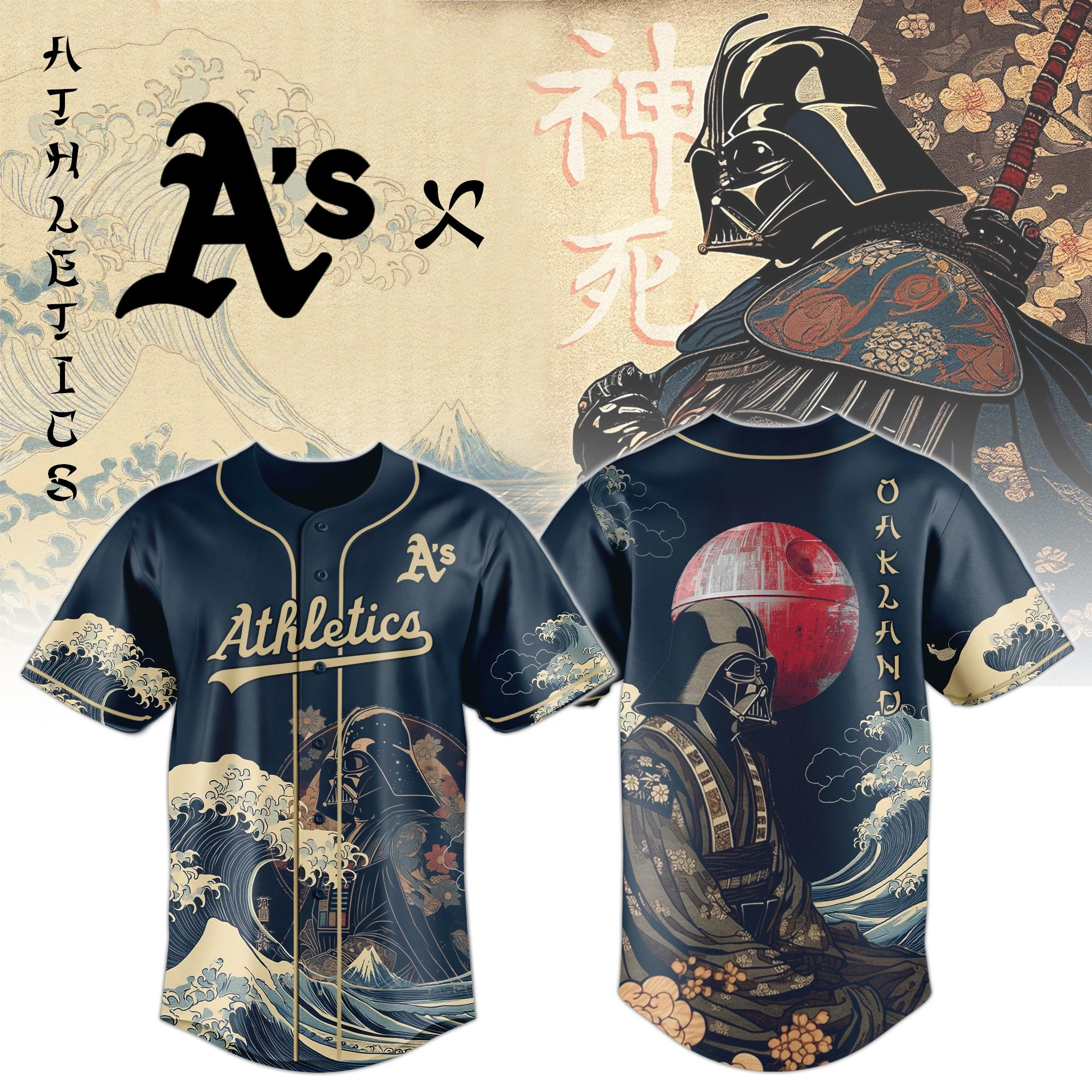 Athletics Darth Vader MLB Jersey Japan Edition 2025 Best Gift For Star Wars Lovers