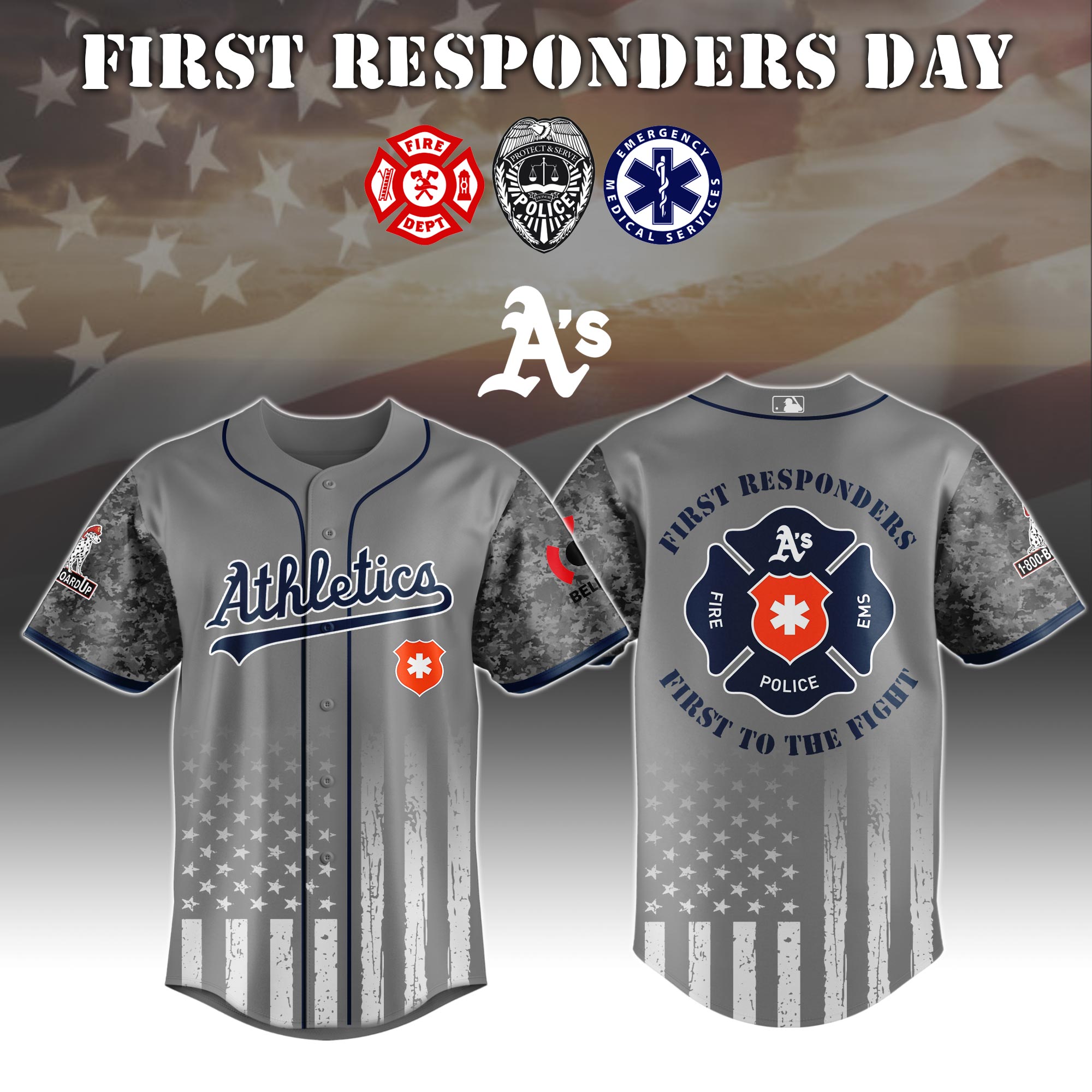 Athletics MLB x First Responders Jersey 2025 Gift For Baseball Fans